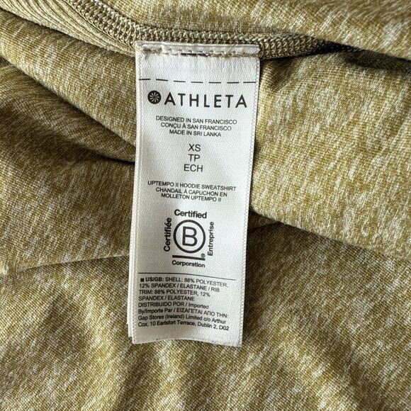 Athleta Uptempo II Womens Hoodie Sweatshirt Green Heathered Size XS Thumbholes - Picture 4 of 5